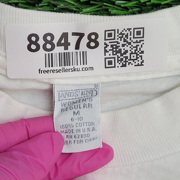 Vintage Land's End Abstract Floral Art Shirt Womens Medium 22x28 Oversized USA - Picture 11 of 12